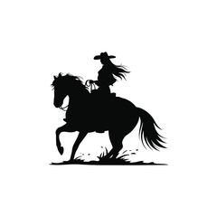 Cowgirl Riding Horse Silhouette – Western Equestrian Vector Illustration