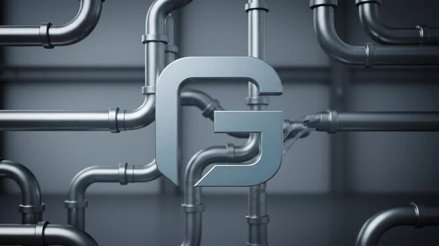 Abstract Plumbing Letter G with Pipes