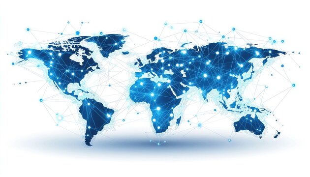 Global network map, world connectivity