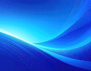 Abstract Blue Background with Wavy Lines and Gradient Light Effect Digital Artwork
