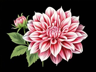 an AI Image Generator, Elegant Pink Dahlia Blossom With Green Leaves