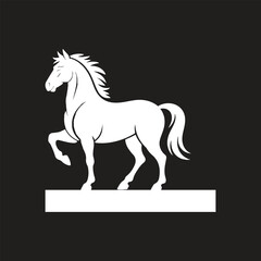 Elegant White Horse Logo Silhouette on Black Background – Luxury Animal Symbol