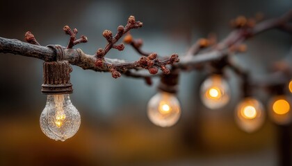 Warm lights on frosted branches