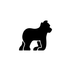 Sleek and minimalist black bear cub silhouette illustration, ideal for modern logos, wildlife themes, or graphic design elements conveying strength and nature