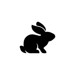 Silhouette of a Rabbit Simple Black and White Vector Illustration for Easter and Spring Designs