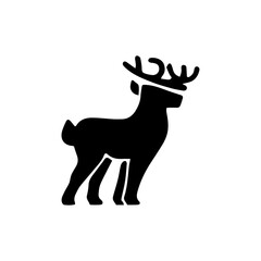 Silhouette of a deer with antlers standing gracefully in black and white, perfect for design