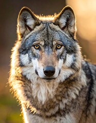 Obraz premium Wolf portrait in golden light