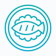 Grilled Fish on Plate Isolated Vector Lineal Gradient Icon