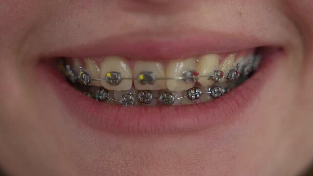  Transformation of a woman's smile with braces.