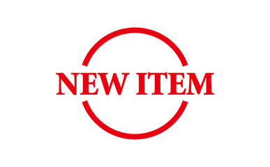 NEW ITEM - NEW ITEM text written on Red Rubber Stamp 
