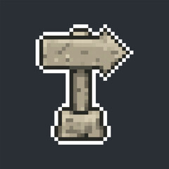 stone arrow sign post in pixel art style
