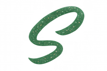 Number nine, green granular glitter texture, abstract 3d typography element on transparent background
