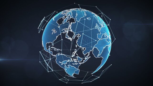 Metaverse holographic globe space connection. Science fiction, artificial intelligence, 3d World map network connection Hi-tech Cyber digital technology concept. - Powered by Adobe