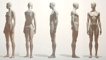 Human Figure Study, Multiple Views, Anatomical Reference.