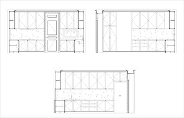 Elevation Drawing 2D Kitchen Pantry and Built-in Cabinet Design