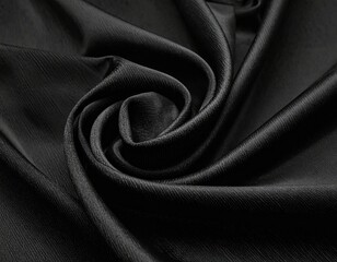 Abstract Black Velvet Fabric Texture Swirling with Light Reflecting Surface Pattern in Macro Photography for Luxurious Backgrounds