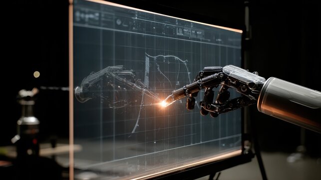 Robotic arm interacting with digital interface technology