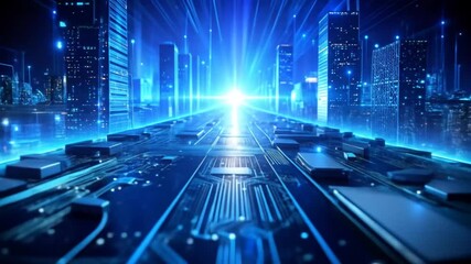 Futuristic Technology Cityscape: A Dazzling Digital Journey Through the Metropolis of Tomorrow - Powered by Adobe