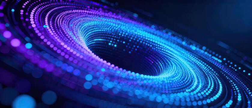 A vibrant blue and purple spiral digital technology background representing modern data connectivity and futuristic design.