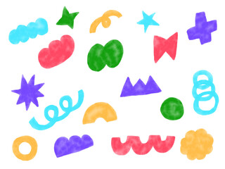 手描きあしらいセット　幾何学模様　水彩　カラフル