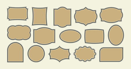 Set of decorative frames in different shapes. Vintage vector design elements collection