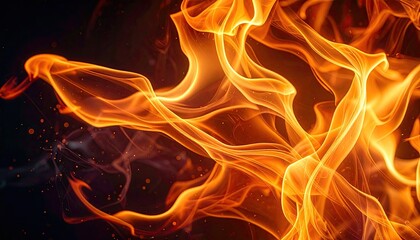 Dramatic Fire Abstract with Vivid Orange Flames and Dark Background Intense Energy Detailed Texture Hot Burning Combustion Wallpaper