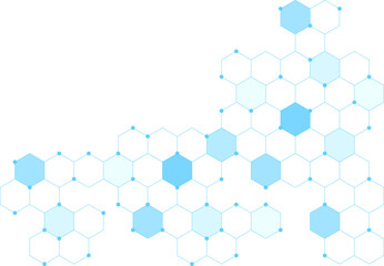 Abstract biology and pharmaceutical technology background. Health care and medical background with hexagons shapes