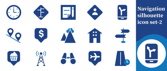 Navigation silhouette icon set, increase, style, cursor, next, curve, isolated, simplicity, interface, clip art, presentation, computer, download, signs, cyberspace, connection and more