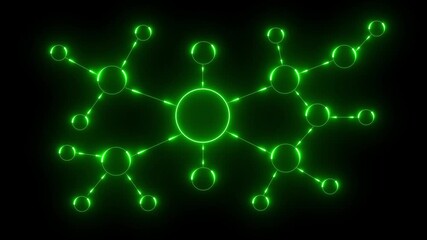 Abstract network with nodes and connections. Digital data flow reflects innovation and growth. Glowing green network connections abstract background with nodes and lines representing data flow - Powered by Adobe