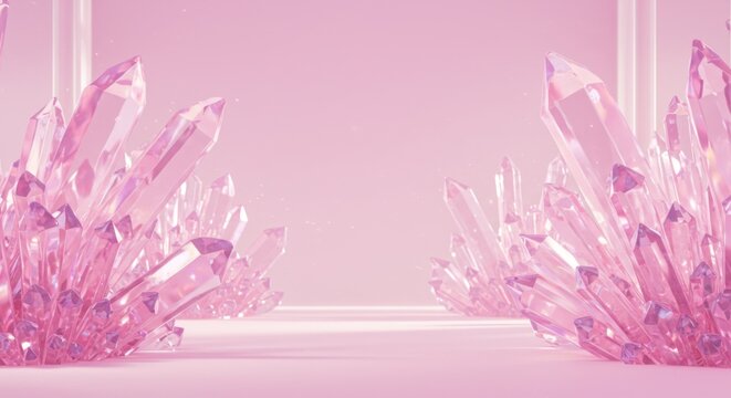 Pink crystal formations on a soft background