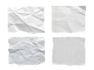 Torn paper pieces collection texture background isolated on black for scrapbooking and design elements showcasing school office or creative projects