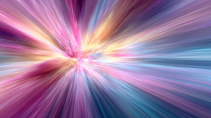 Vibrant abstract background featuring a colorful burst of radial light. Radiating beams create a dynamic visual effect with energy, motion, and modern digital style. Perfect for creative design.