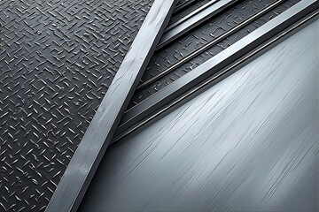 Dynamic metallic background with layered diamond-plate steel and brushed panels, creating a robust industrial and futuristic look for engineering or tech projects.