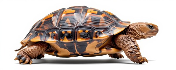 Fototapeta premium Vibrant Ornate Turtle on White Background Captivating Reptile Photography
