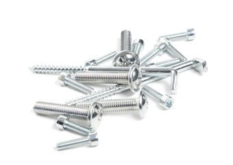Tap bolts and screws isolated on white background