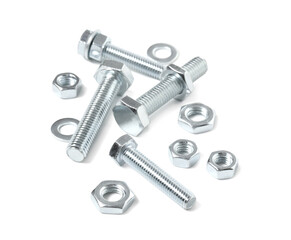 Tap bolts with chrome nuts isolated on white background