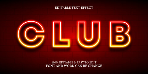 Club editable text effect neon glow text style © Muh