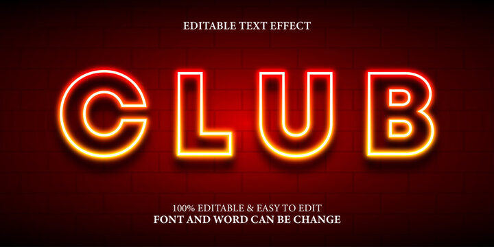 Club editable text effect neon glow text style