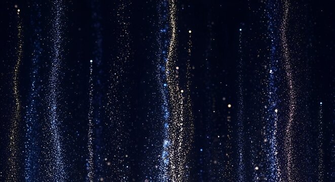 Shimmering Streams: A Cascade of Golden and Blue Particles on Da - Powered by Adobe
