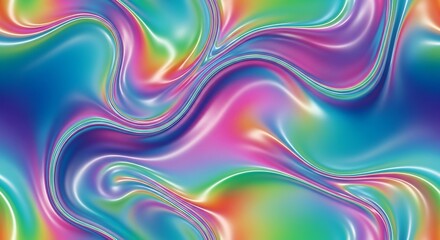 Iridescent Fluidity: A Swirling Symphony of Rainbow Hues and Lum