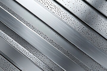 Brushed silver steel with diagonal strips and fine perforations, creating a sleek industrial tech surface. Great for futuristic architecture, cyberpunk, or high-tech product backgrounds.