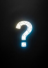 Glowing question mark symbol against a black background, mystery concept