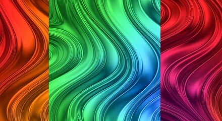 Abstract, Vibrant, Wavy, Colorful, Metallic, Fluid, Gradient Bac