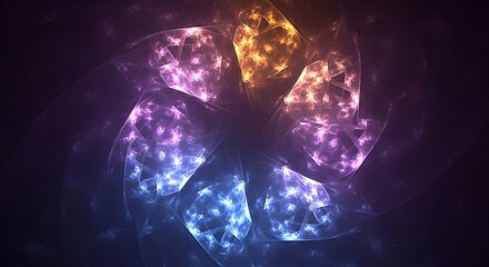 Abstract Fractal Composition with Swirling Colors and Dynamic Li
