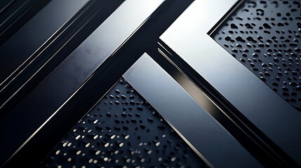 Dark brushed metal texture with intersecting glossy bars and dotted surface accents, creating a modern industrial luxury background perfect for tech, automotive, or architectural design.