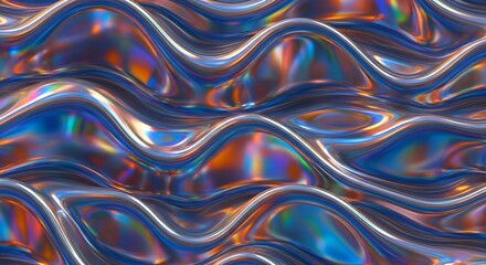 Iridescent Waves: Abstract Metallic Surface with Shifting Colors