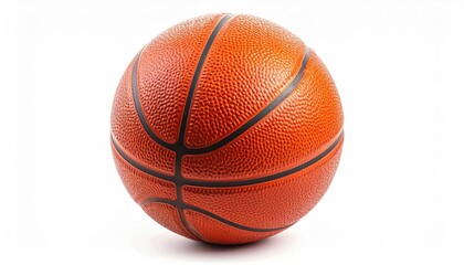 Orange, textured sphere with black lines, used for sport, isolated on white background