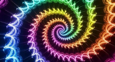 Hypnotic Spiral of Rainbow Colors and Abstract Fractal Patterns