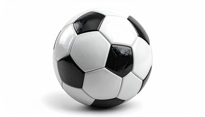 A standard black and white pentagon-shaped panel soccer ball with a shadow