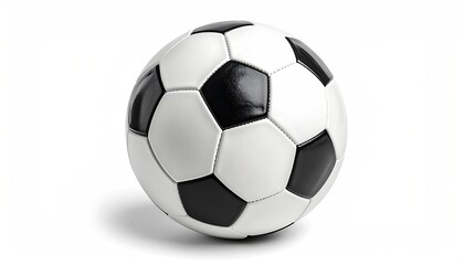 A classic soccer ball with black and white pentagons and hexagons, isolated on white